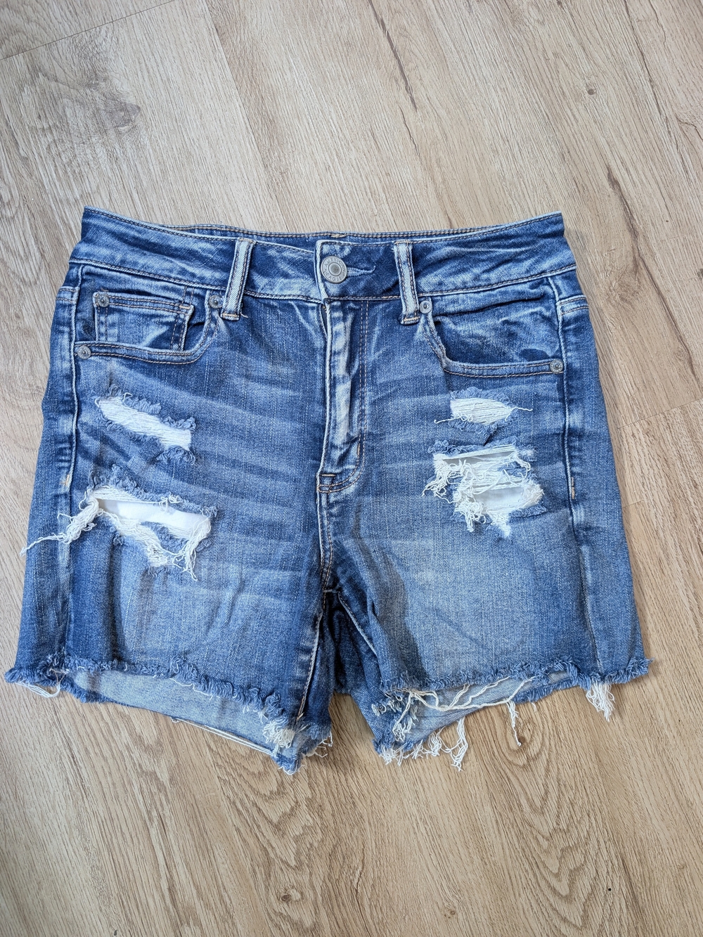 American Eagle Outfitters Distressed Denim Jean Shorts - Blue